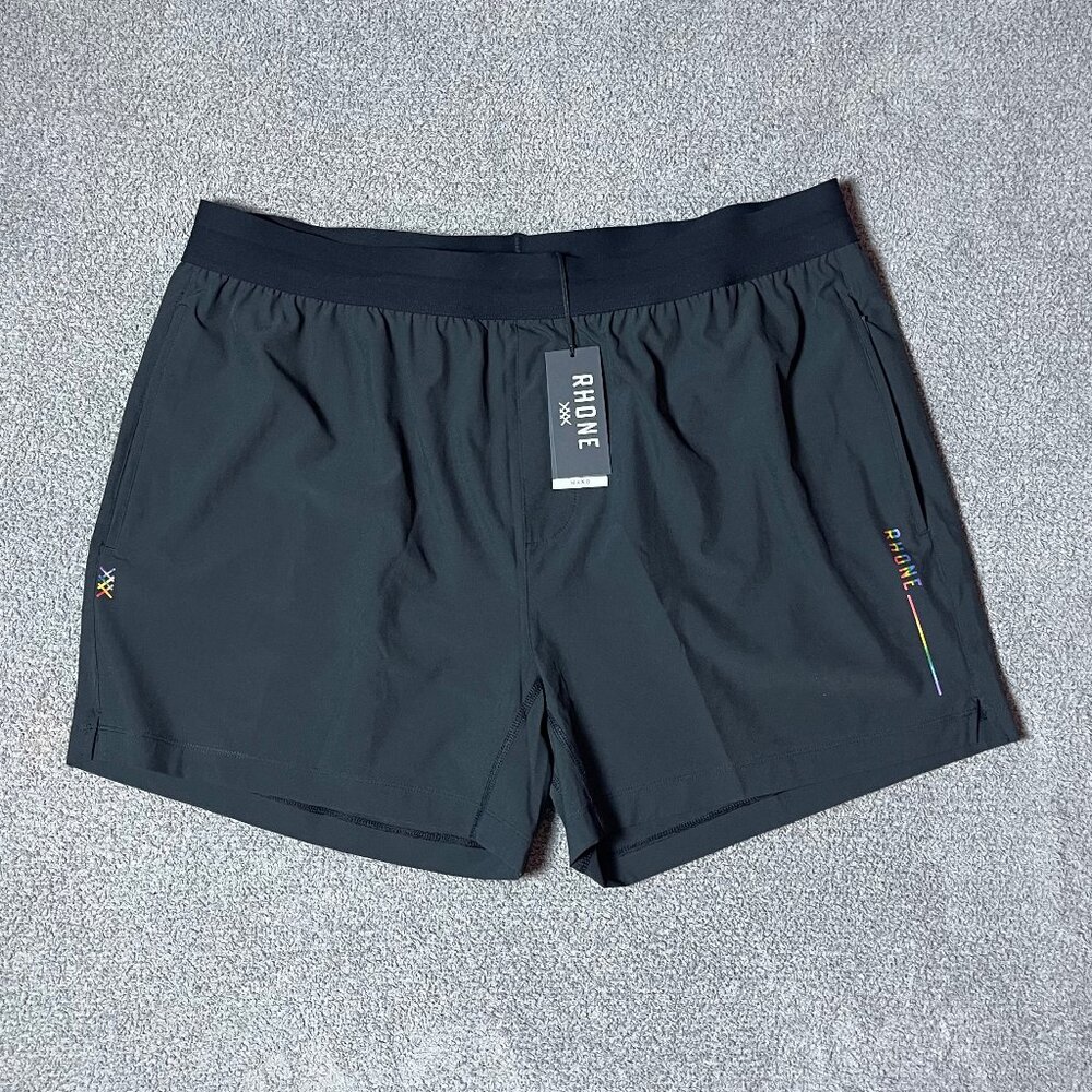 Rhone Pride Mako Tech Shorts 5" Unlined Performance Running Zip Pocket Men's XXL